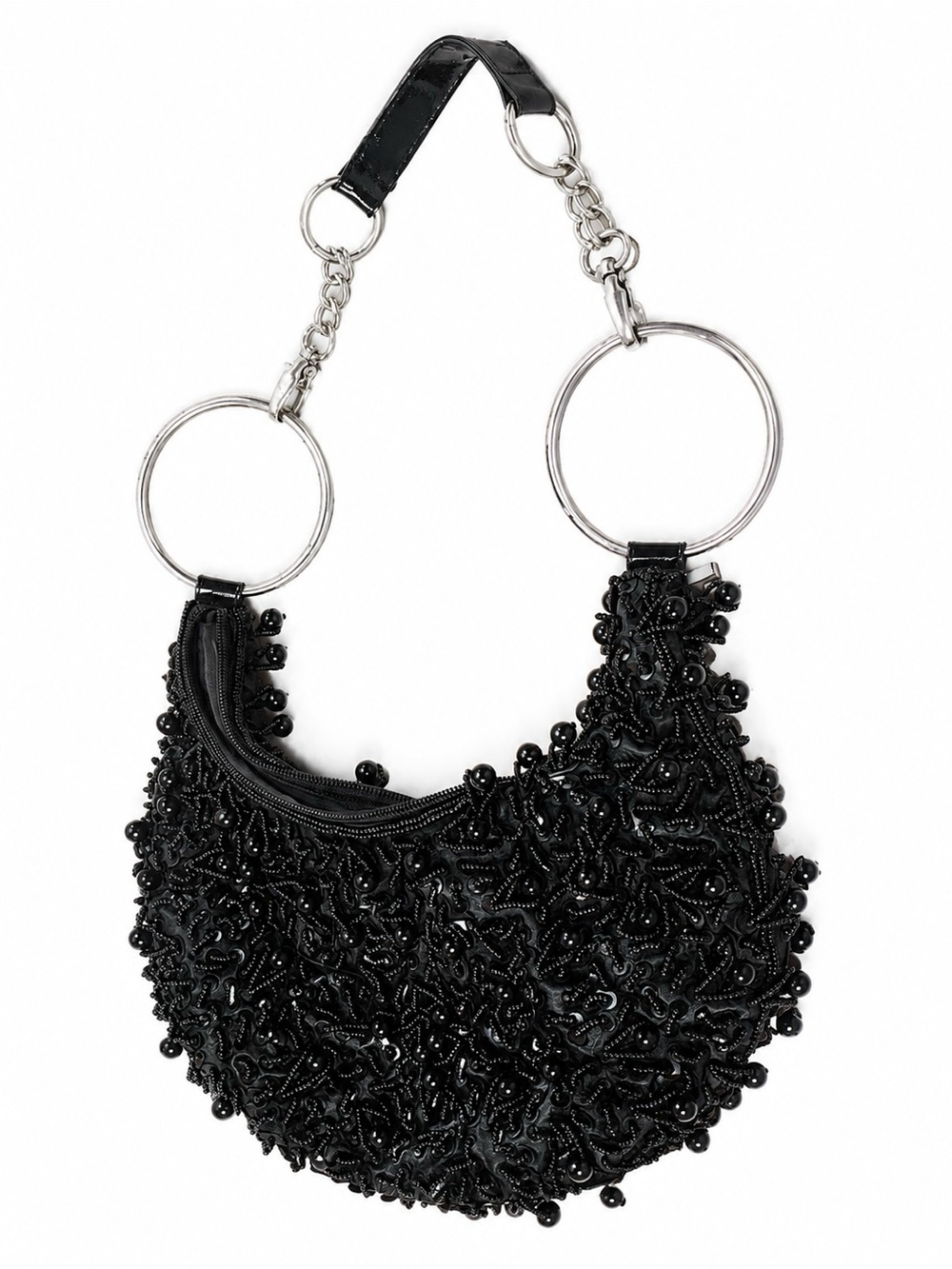 ALDO Vintage Black Beaded Sequin Evening Shoulder Bag Y2K Party Glam Clutch - Picture 10 of 12